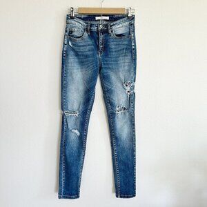 KanCan Jeans Mid Rise Ankle Skinny Distressed Medium Wash Stretch